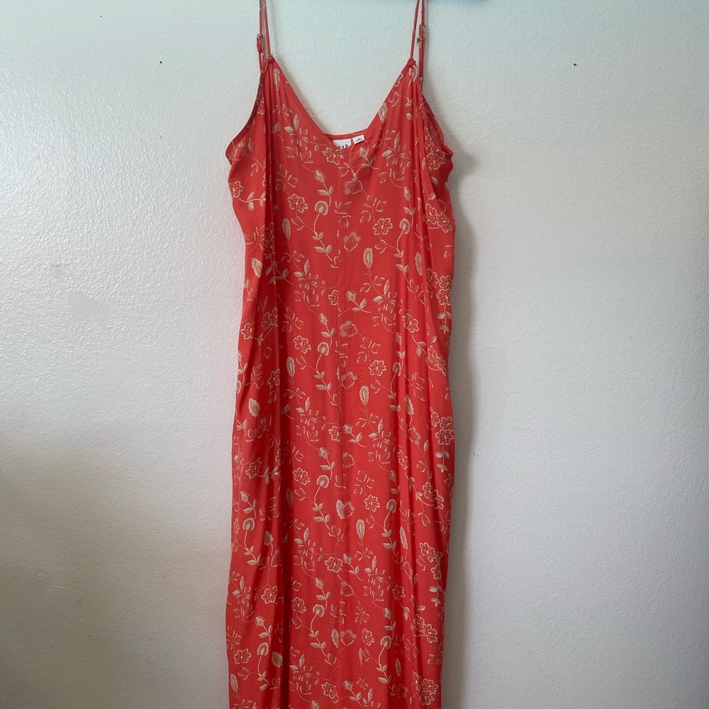 Bright pink floral summer midi dress